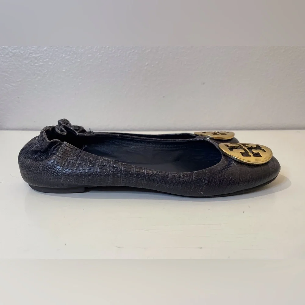 Tory‎ Burch Women’s Python Leather Reva Flats Shoes Size 6